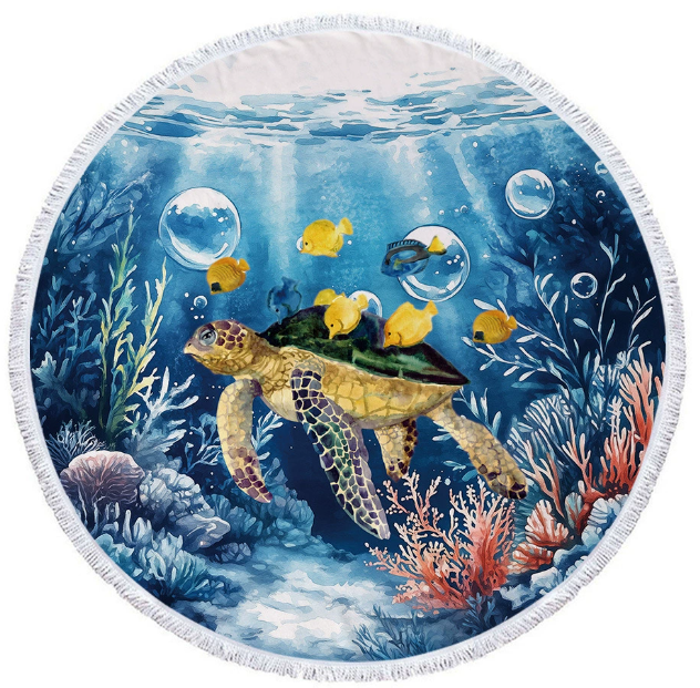 Toalha de praia redonda em microfibra com impressão personalizada OEM